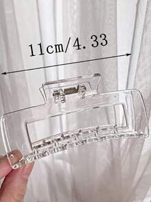 2pcs Women's Summer Minimalist Transparent Square Versatile Everyday Shower Hair Claw Clip - Clear - View 3