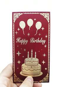 6pcs Birthday Gift Money Envelope, Thickened Hard Glitter Cardstock, Golden Foil Stamping, Frosted Glossy End, Birthday Cake Pattern, Available In Golden/Red/Burgundy, Suitable For Birthday Parties And Gift Giving - Birthday Red Envelope - View 4