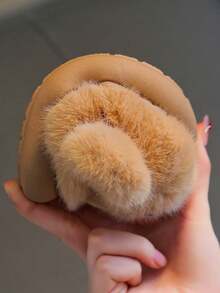 1 Pair Unisex Plush Slippers, Dog Ear Design, With Plush Lining, Non-Slip Soft Rubber Sole, Suitable For Toddlers And Children Indoor Warm Home Slippers - Light Coffee - View 7