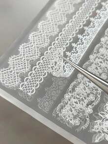 3Pcs 3D Silicone Lace Relief Patterns Nail Mold Lace Ribbon Templates For Nails Jewelry Crafts Rose Lace Transparent Nail Decor, Suitable For French Manicure, Short Nails, Artificial Nails, Perfect For Christmas New Year Gifts, Birthday Gifts For Friends, Dating And Wedding - Multicolor - View 2