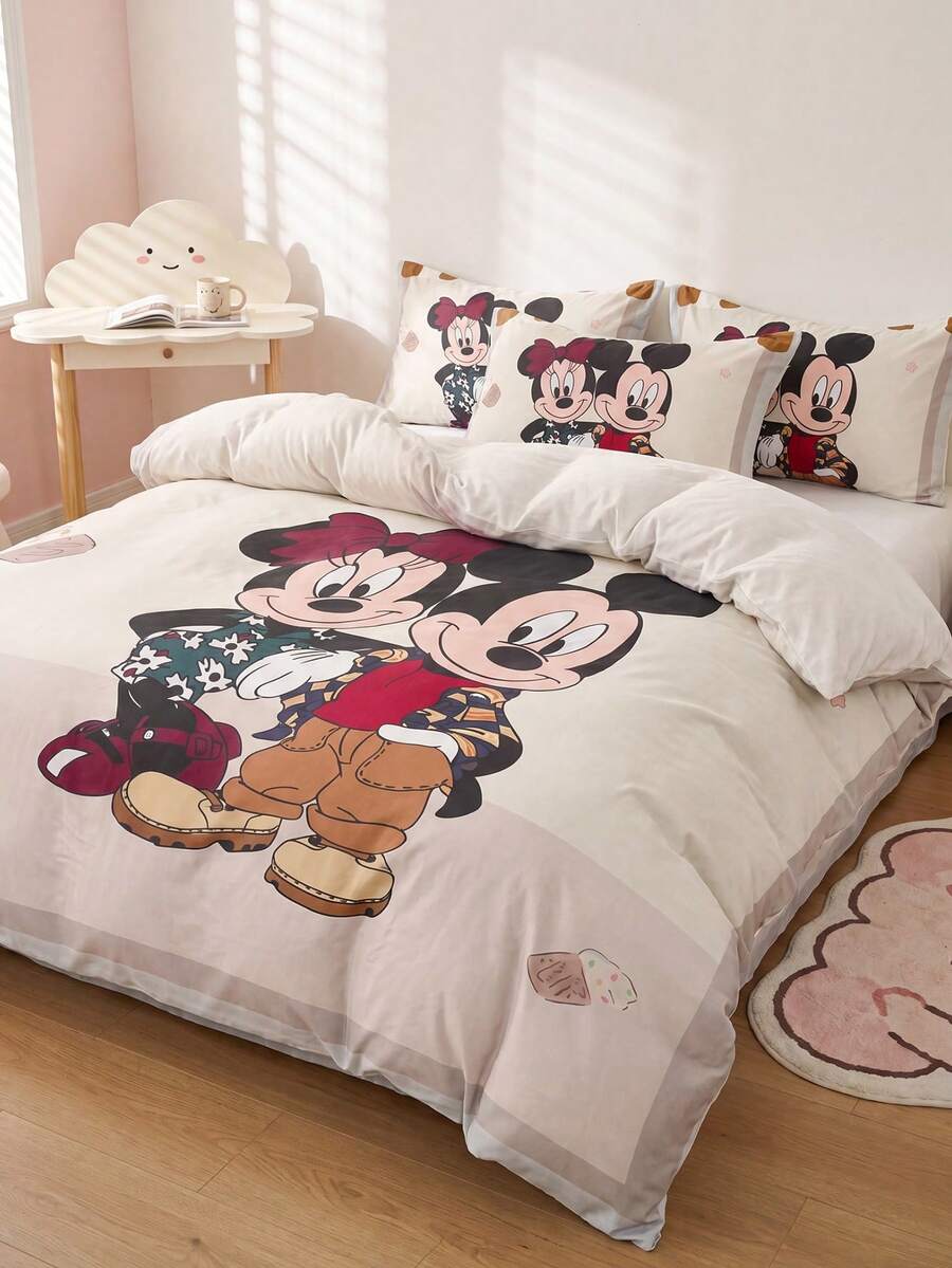 South Life Disney 2/3件組迪士尼印花被套組(1件被套 + 1/2件枕套,不含內芯),柔軟抗起毛,適用雙人/全尺寸/加大/標準床,多尺寸可選,可機洗,臥室裝飾 - 彩色 - 查看 1