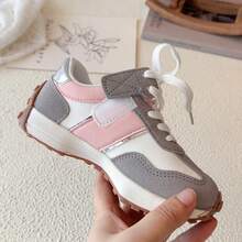 1 Pair Fashionable New Children's School Shoes, Soft Material Patchwork Breathable And Non-Stuffy, Anti-Slip Rubber Sole With Firm Grip, Retro Color Matching Versatile, Lace-Up Fit For Small Feet, Comfortable And Durable For Daily Wear And School - Pink - View 7