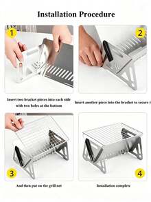 1pc Portable Folding Charcoal Grill, Stainless Steel Compact BBQ Rack With Storage Bag, Easy Assembly, Suitable For Outdoor Camping, Backyard, Family Gathering, Picnic BBQ - Mini Portable BBQ Grill - View 7