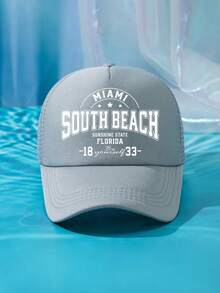 1件裝 男士 SOUTH BEACH 1833 綠色多色印花個性化戶外休閒時尚沙灘露營防曬透氣網眼可調尺寸棒球帽卡車帽禮物，適合日常配戴 - D - 查看 19