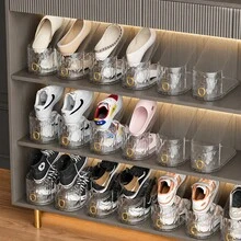 20pcs Adjustable Shoe Slot Storage Rack, Space-Saving Closet Shoe Stacking Rack, Double-Layer Shoe Storage Rack, Suitable For Sneakers, High Heels And Flat Shoes - Clear - View 6