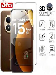 3片裝曲面鋼化玻璃螢幕保護貼，相容 Note 15 14 Pro 4G 5G、13 14 15Pro+、Mi 15 Ultra，9H 硬度，防指紋，無氣泡 3D 曲面鋼化玻璃膜，相容手機殼，易於安裝 - 3Pcs - 查看 14
