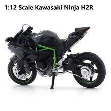 Burago 1:12 Scale Kawasaki Ninja H2R Black Die-Cast Motorcycle Model – Creative Desktop Ornament With Display Stand (Gift) - Multicolor - View 3