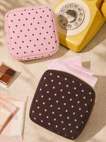 Polka Dot Pattern Sanitary Napkin Storage Bag, Compact Women's Hygiene Products Storage Bag, Girls Mini Bag, Minimalist Multi-Functional Coin Purse, Makeup Bag, Sanitary Napkin Storage Bag, Suitable For School, Work, Travel, Elegant Holiday Travel Small Bag, Travel Essentials, Back To School Must-Haves, Vacation Essentials - Multicolor - View 9