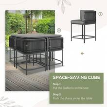 4-Seater Rattan Cube Garden Furniture Set With Cushions - Charcoal Grey - T0001-01-8240 - View 5