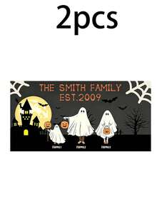 Custom Ghost Family Tabletop Sign, Spooky Halloween Room Desk Decor, Personalized Name Plaque For Shelf Mantel, Haunted House Accent, Customized Holiday Decoration, Customizable Name Family Gift, Room Decor, Halloween Gift, Gift For Family And Friend - Style a - View 16