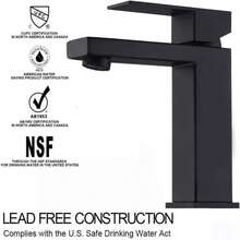 Matte Black Anti‑Fingerprint Bathroom Vanity Faucet, Stainless‑Steel Single‑Handle Sink Faucet With Pop‑Up Drain, Deck Plate & Supply Hoses, 1‑3 Hole Mount For Bathroom Countertop & RV Lavatory - A - View 10