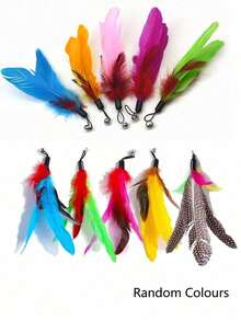 Happy Kitten Toy, Pet Cat Toy Set, Colorful Artificial Feathers, Fishing Rod, Caterpillar Bell, Replaceable Head Teaser Stick, Indoor And Outdoor Use, Training, Self-Entertainment, Relieve Boredom, (Random Color) - View 10