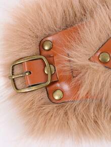1 Pair Viking Style Faux Fur Wrist Cuffs With Celtic Knot, Medieval PU Leather Bracers, Suitable For Renaissance Fair, Halloween Cosplay - Hand Decorations - View 8