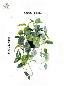 17.72英吋盆栽人造神經植物,懸掛垂墜藤蔓綠植,仿真觸感人造紅脈紋草,適合陽台花園裝飾 - 彩色 - 查看 3