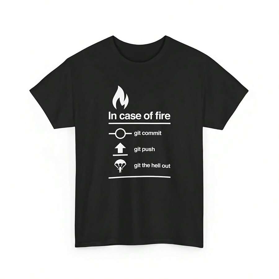 In Case Of Fire Git Commit - Unisex Regular Pure Cotton Crew Neck T-Shirt - 款式 - 查看 1