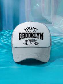 1件裝 男士 BROOKLYN 1833 綠色多色印花個性化戶外休閒時尚沙灘露營防曬透氣網布可調尺寸棒球帽卡車帽禮物，適合日常配戴 - B - 查看 20