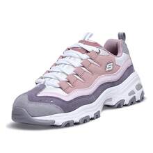 Skechers Sepatu Sneakers Kasual Wanita D'LITES Classic Platform Peningkat Tinggi untuk Perjalanan Sehari-hari, Sepatu Panda, Sepatu Ayah - Merah muda keabu-abuan - View 5