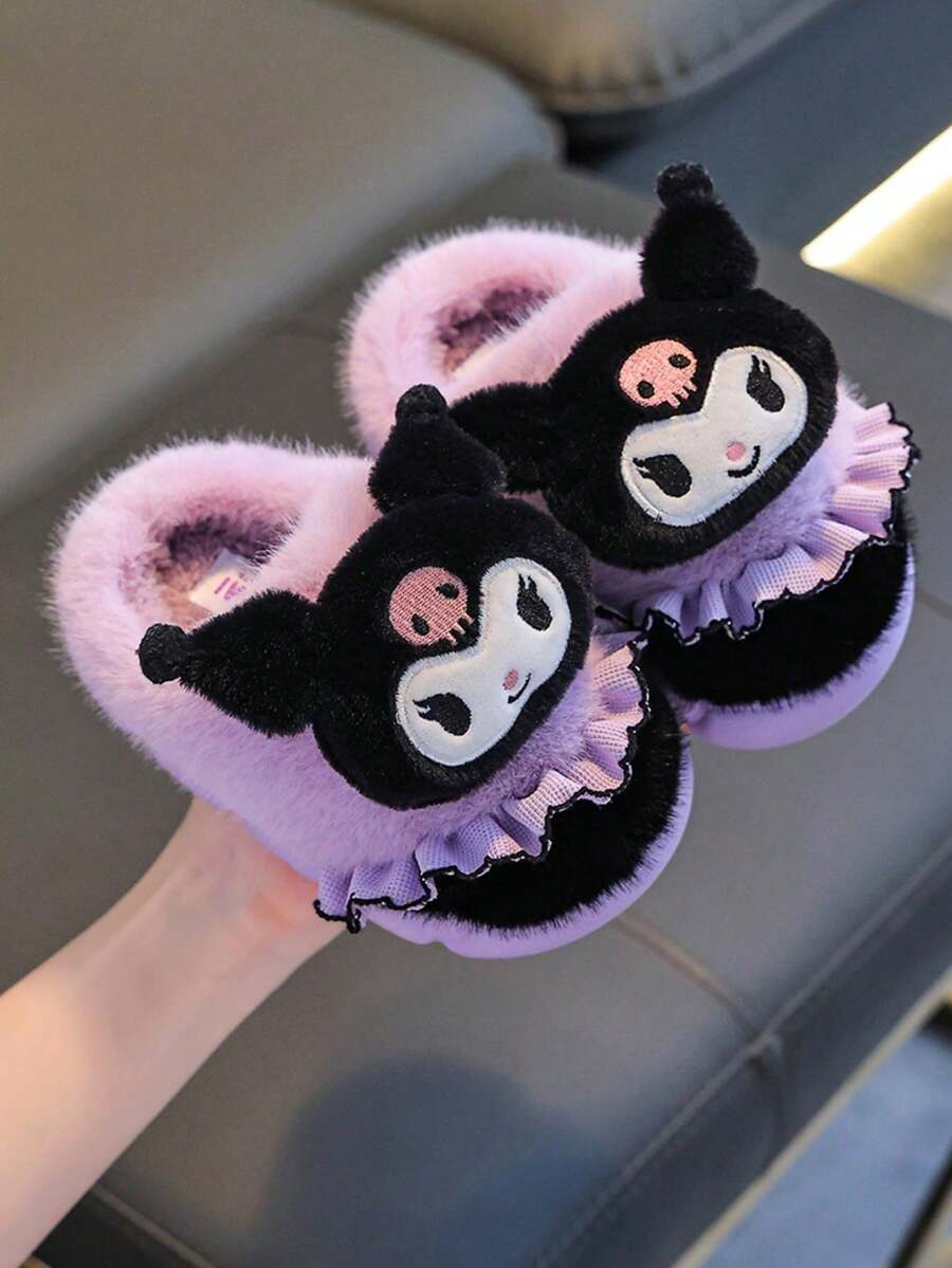 SANRIO 1 Pair Kids Girls Winter Cartoon Cute Non-Slip Indoor Plush Slippers