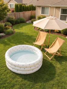 1pc Fashionable Children's Printed Triple Ring Inflatable Bathtub, Portable, Suitable For Indoor And Outdoor Summer Swimming And Play - Multicolor - View 7