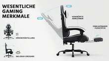 Gaming Chair, Ergonomic Gaming Chair With Lumbar Support, Breathable PU Leather Office Chair, Comfortable Computer Chair, Load Capacity 200 Kg, Seat Height And Backrest Adjustable Black And White, 58.5 X 63 X 120.5 Cm - Black - View 6