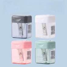 Single-Hole Premium Student Pencil Sharpener, Durable And Easy To Clean, With Lid To Prevent Mess, Compact Desktop Stationery Design, Suitable For Office, Pink, Gray, White, Green, Home And School, Manual Pencil/Eyebrow Pencil Sharpener, Random Style - Style 1 - View 2