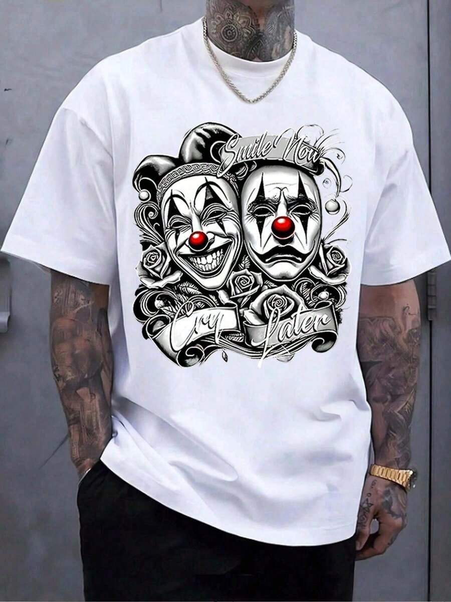 1pieza Camisetas para Hombres Ropa para Hombres Ropa para Hombres 180G Negro y Blanco con Tema de Juegos, Siempre Patrón de Juegos, Impresión de Alta Calidad, Cuello Redondo - Blanco - Ver 1