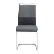 Modern Dining Chairs Set Of 6 Grey - PU Leather And Linen Backrest, High Back Reinforced - Perfect - 灰色 - 查看 10