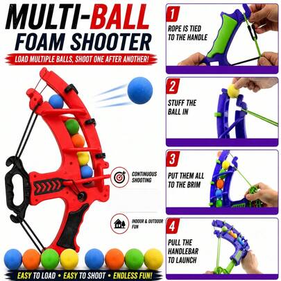 EVA Soft Ball Launcher Toy, Suitable For Competitive Games, Can Be Hand-Thrown, Especially Suitable For Children Aged 3 And Above, Perfect Birthday Or New Year Gift For Boys And Girls, Random Ball Colors
