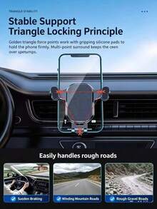 1pc Car Phone Holder With Hook Clip, 360° Rotatable, Easy Operation, Strong Stability, Compatible With 4.7-7 Inch Phones, Suitable For Car Air Vent, Fits Most Car Models, Plug And Play - Twill Style - View 4