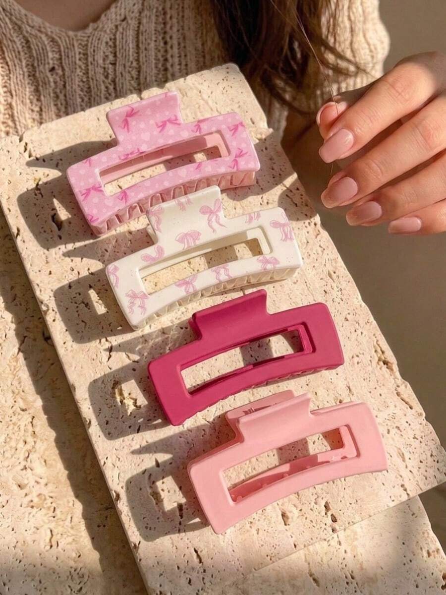 4pcs/Set Butterfly Hair Clips, Small Size Non-Slip Suitable For Fine Hair, Cute Pink Casual Daily Hair Accessories For Women & Girls