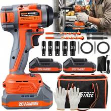 Llave De Impacto Inalámbrica Eléctrica Pistola Taladro Impacto Destornillador Con 2 Baterías Recargable - Naranja - Ver 1
