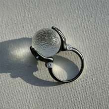 1pc Women's Creative Luxury Hands Holding Moon Ball Index Finger Ring, Open Adjustable, Unique Niche Crystal Rhinestone Embellished "Hold You In My Hands" Ring - Moon Ring In Hand - View 7