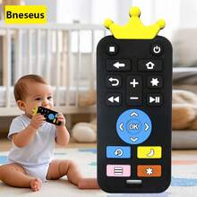 Bneseus 1pc Cartoon Remote Control Shaped Baby Teething Toy, Crown Design Silicone Sensory Soothing Toy, Soft Silicone Material Newborn Teether Toy, Suitable For Boys And Girls Halloween Gift, Small Gift To Put In Christmas Stocking - Remote-controlled Teething Toy - View 1