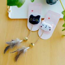1pc Feather Bell Cat Teaser Doll With Cat Cat Plush Doll, Hemp Rope Chew Stick, Self-Entertainment Pet Supplies For Kittens - View 5