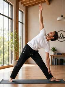 Men's Spring/Autumn Sports Long Pants, Comfortable And Sweat-Absorbent, Straight Leg, Suitable For Running, Basketball, Soccer And Gym Workouts - Black - View 3