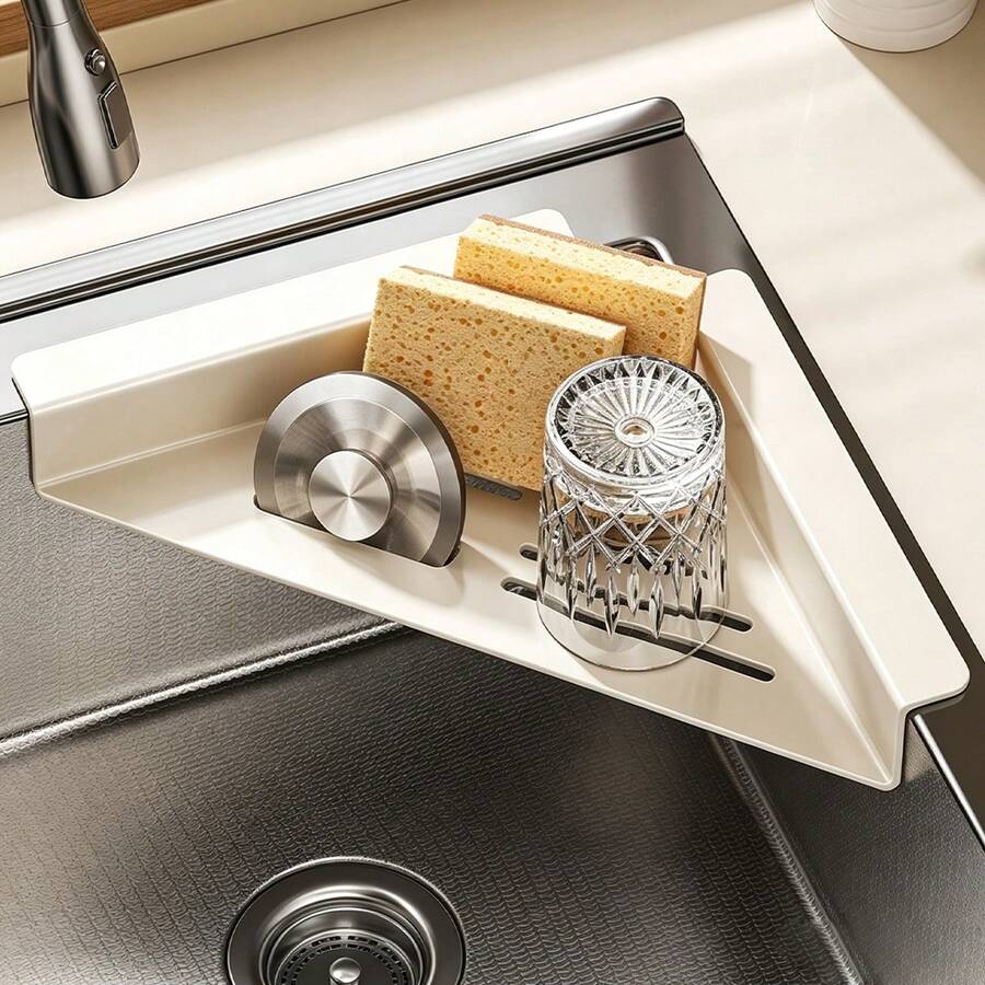 Sink Sponge Holder Rack, Sink Storage Basket, Kitchen Sink Tray, Sink Edge Storage Rack, Draining Sponge Drying Rack, Sink Edge Storage Rack, Dish Sponge Rack, Kitchen Cleaning Tools Storage Basket - Multicolor - View 1