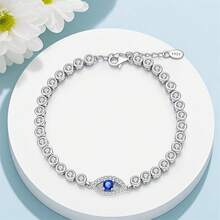 1pc S925 Sterling Silver All-Match Bracelet, Multiple Colorful Zirconia Tennis Chain And Bead Chain Styles, Compatible With DIY Beaded Pendants, Minimalist Luxury Style, Includes Extension Chain For Adjustable Size, Comes With Gift Box, Versatile Handmade Jewelry All-Match Silver Chain Accessory - Multicolor - View 8
