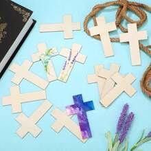 10Pcs Unfinished Wooden Crosses For Crafts Unpainted Large Blank Wooden Layered Cross For Sunday Crafts DIY Church Home Wall Decoration - Default - View 3