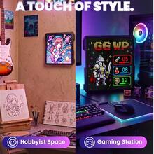 塗鴉動畫繪圖面板 LED 像素螢幕時鐘 RGB 夜燈 遊戲室裝飾 DIY 創意像素禮物 24x48 - 黑色 - 查看 5
