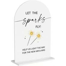 Let The Spark Fly: Shining Wedding Decoration Sign For Weddings, Engagement, And Bride Parties - Desktop/Stand Acrylic Sign 5x7 Inches - View 1