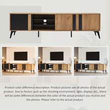 Rustic Brown TV Stand - TV Cabinet With Door And Open Shelf - Up To 80 Inch Compatible - Black and Brown - 查看 4