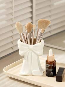 Bow-Shaped Desktop Organizer, Multi-Functional Makeup Brush Holder, Cosmetic And Stationery Storage Container, Suitable For Girls And Women's Exquisite Desktop Decoration. Office Desk Accessory, Jewelry Storage, Home Autumn Decor, Cosmetic Storage. - Multicolor - View 7