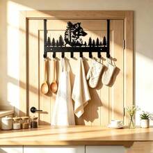 No-Drill Door Hook For Home, 3 Cat Silhouette Iron 8-Hook Coat Rack, Rental Hotel Bathroom Towel Storage Organizer, Entryway Door Key Umbrella Bag Hanging Rack, Thanksgiving, Holiday, Perfect Gift Choice - View 7
