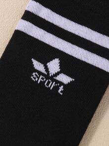 1/5 Pairs Random Color Knee High Socks, Soft Striped Athletic Socks, Black White Socks For Kids Students Football Basketball Rugby Training Boys - Multicolor - View 5
