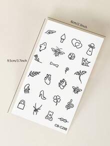 3PCS Herbal Juice Semi-Permanent Tattoo Stickers, Minimalist Mini Floral Animal Diamond Planet Patterns, 14-Day Long-Lasting, Music Festival Party Gift, Finger Body Temporary Tattoo Stickers - Blue - View 8