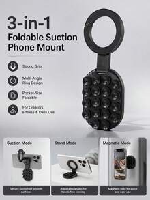 Small Suction Cup Magnetic Phone Stand Multifunctional Outdoor Travel Shooting Double-Sided Magnetic Convenient Foldable Phone Stand - Random Styles - View 2