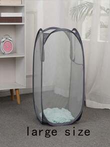 1pc Large Capacity Transparent Laundry Basket, Foldable Dirty Clothes Storage Bin, Bedroom/Bathroom Storage Basket - Multicolor - View 1