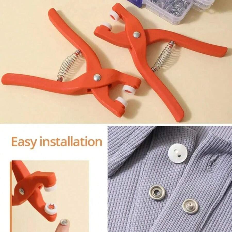 Five-Claw Buckle Installation Tool Pliers Set,Sew-Free Invisible Snap Fasteners,Female Buckles, Invisible Snaps For Clothes,Multi-Functional Fixing - Silver - View 1