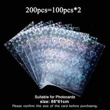 100入雷射亮片卡套 全息卡套 61x88/65x91mm 卡片收納套 適用於交易卡 銅色卡套 彩虹星星愛心花朵卡片保護套 - 長方形 - 查看 16