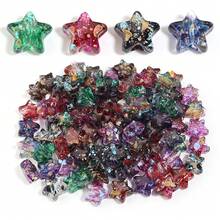 10pcs/Pack Acrylic Pentagram Transparent Splatter Oil Painting Straight Hole Beads 12X13mm, Vintage Translucent With Colorful Dots Exquisite Design, Suitable For Making Chinese Style Bracelets, Pendants, Keychain Charms Handmade DIY Accessories Materials - Splatter Star - View 6